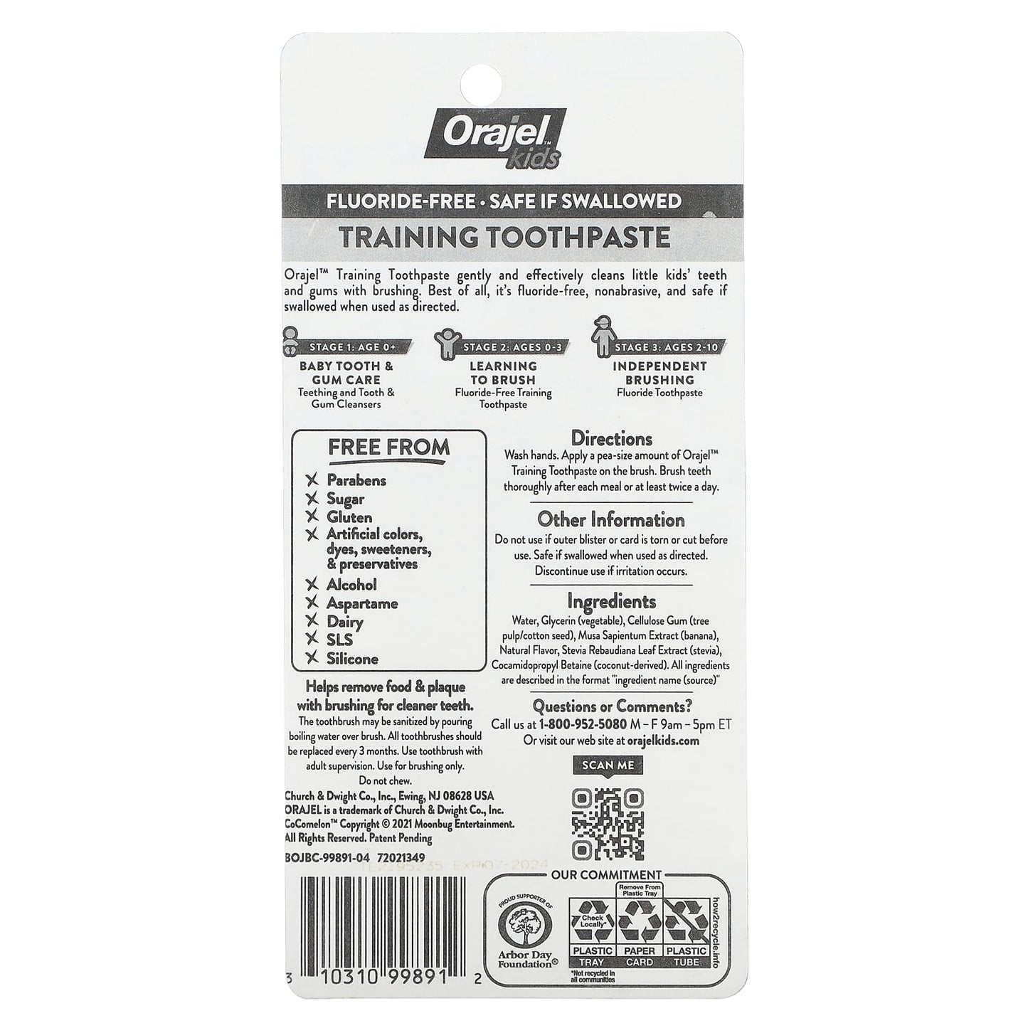 Orajel Kids Cocomelon Training Toothpaste With Toothbrush Fluoride-Free For 0-3 Years