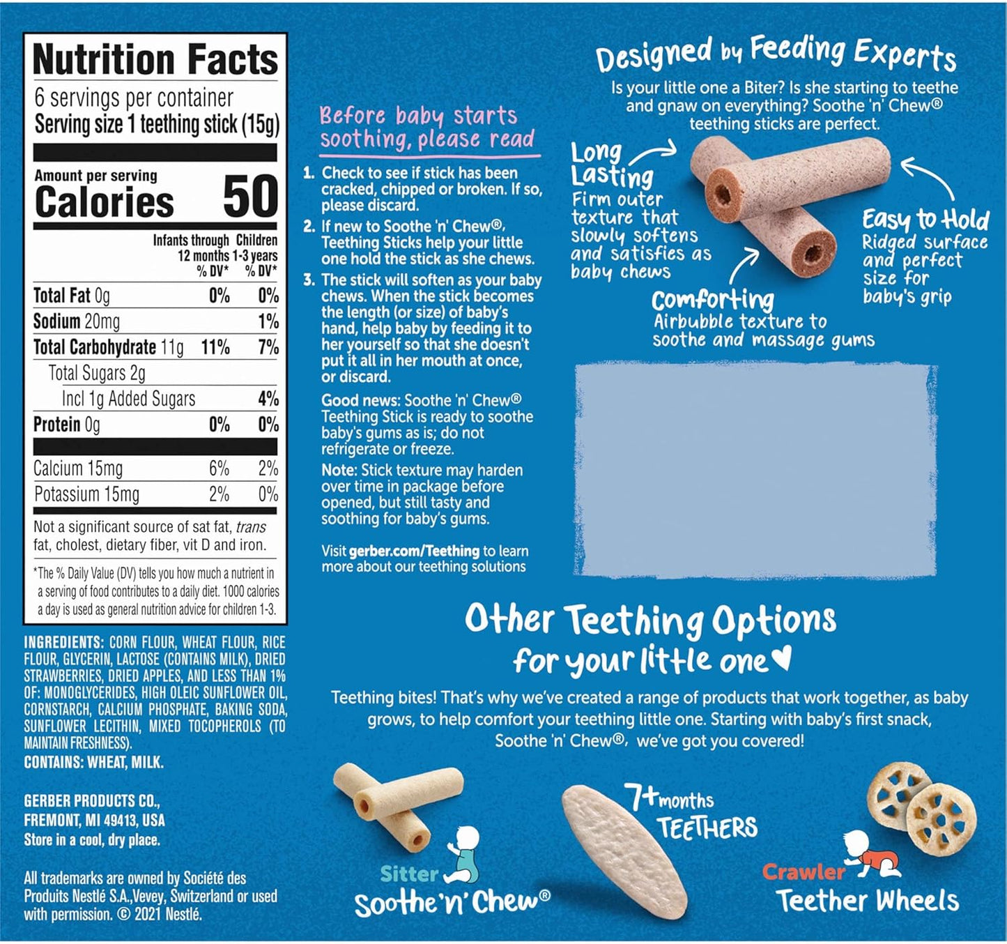 Gerber Snacks Soothe N Chew Teething Sticks - Strawberry & Apple