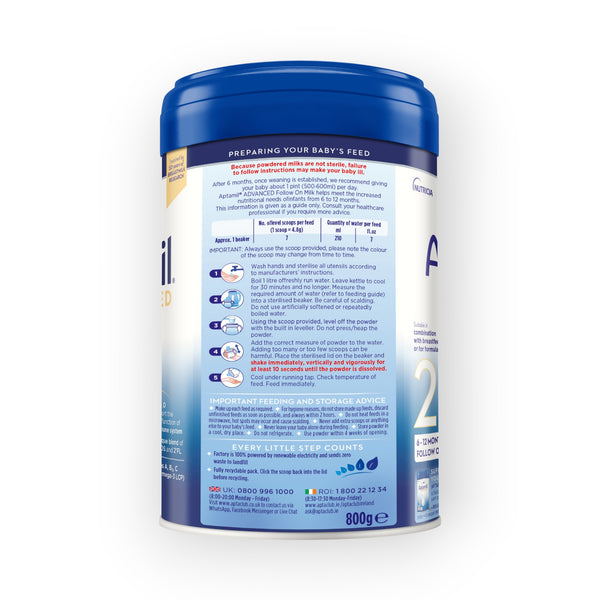 Aptamil Advanced Baby Milk Formula Follow On - Stage 2 - 800Gms, 6-12Months