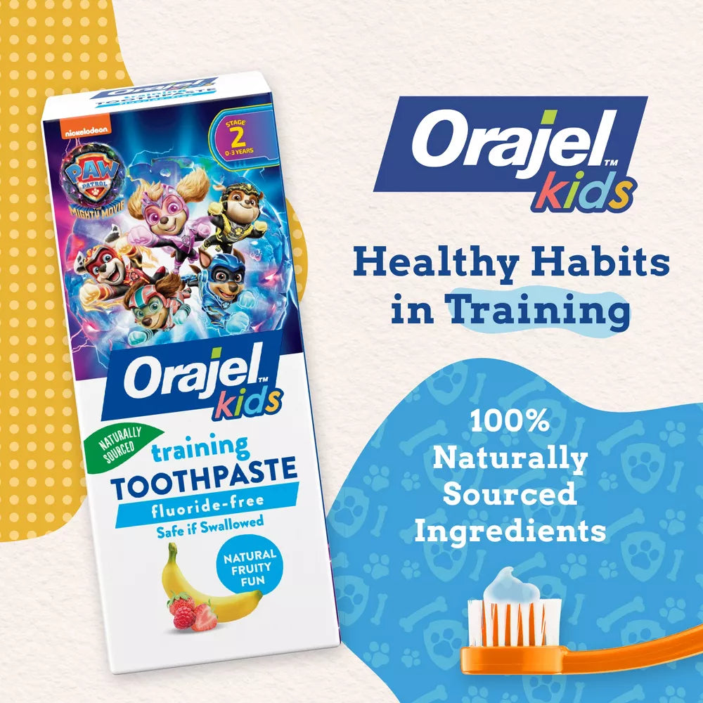 Orajel Kids Paw Patrol Fluoride-Free Training Toothpaste - Fruity Fun - 1.5Oz