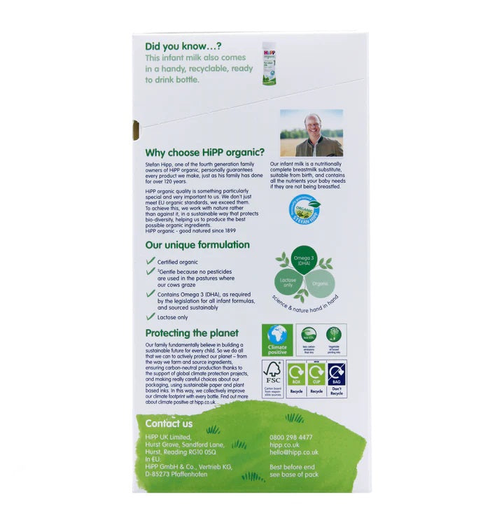 Hipp Organic Infant Baby Milk Powder From Birth (800G)- Stage 1