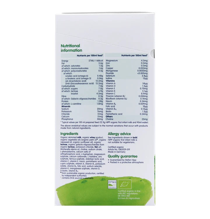 Hipp Organic Infant Baby Milk Powder From Birth (800G)- Stage 1