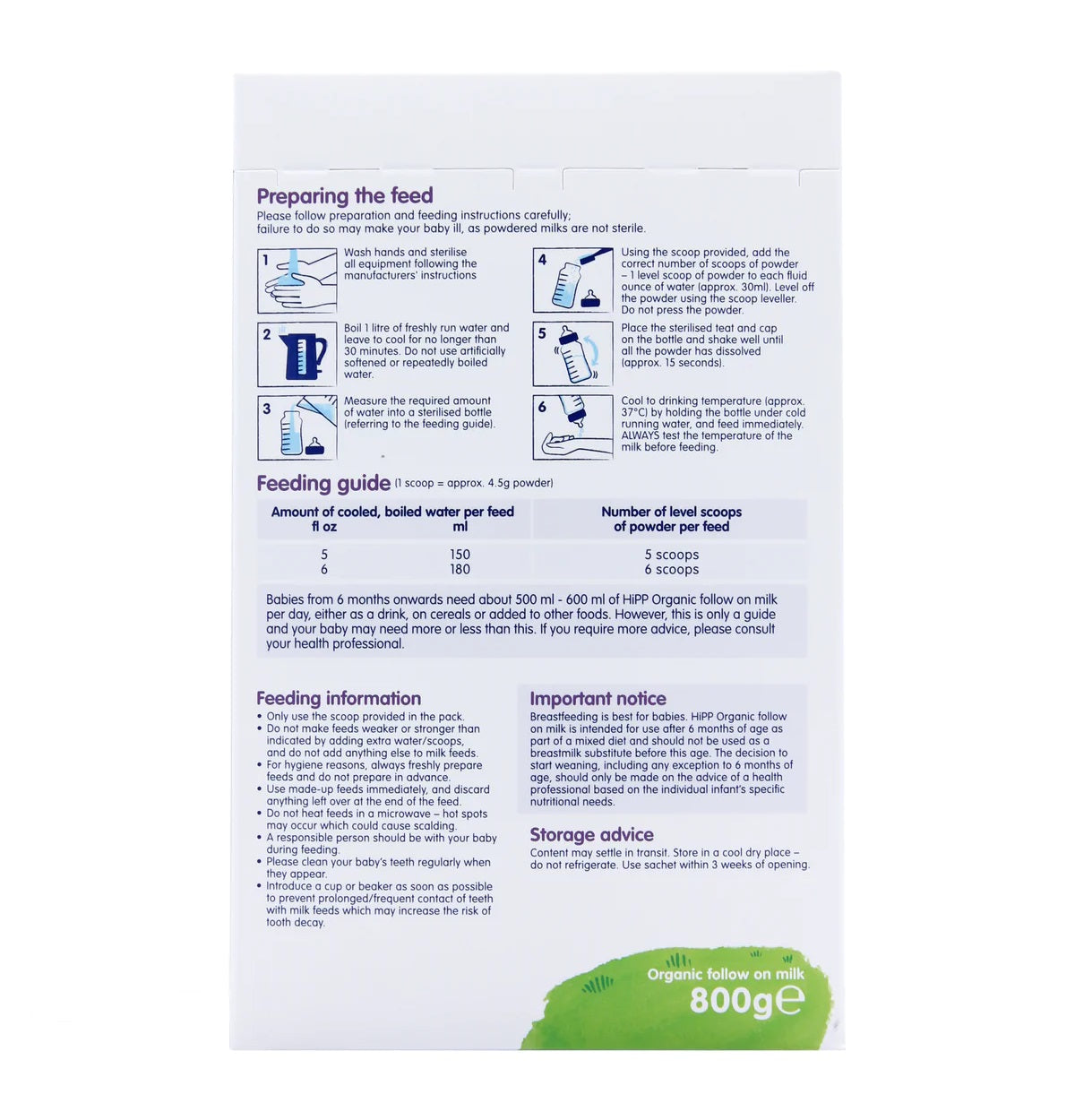 Hipp Organic Follow On Milk Powder From Birth (800G)- Stage 2