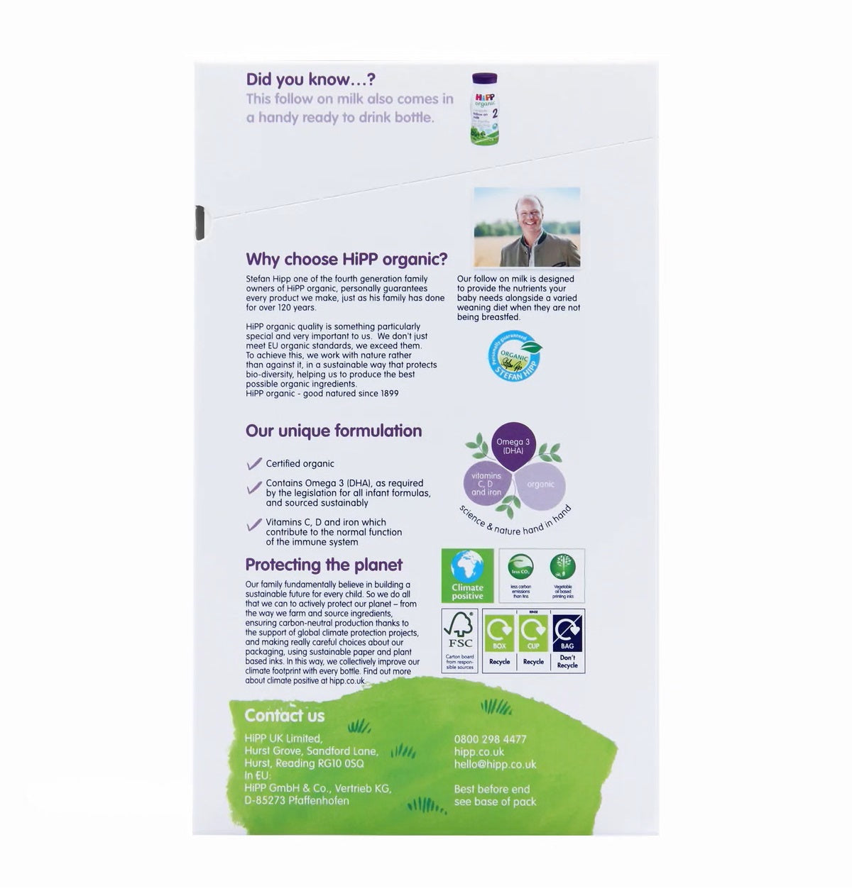 Hipp Organic Follow On Milk Powder From Birth (800G)- Stage 2