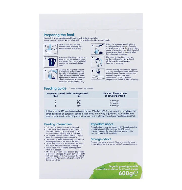 Hipp Organic Growing Up Milk Powder From Birth (600G)- Stage 3